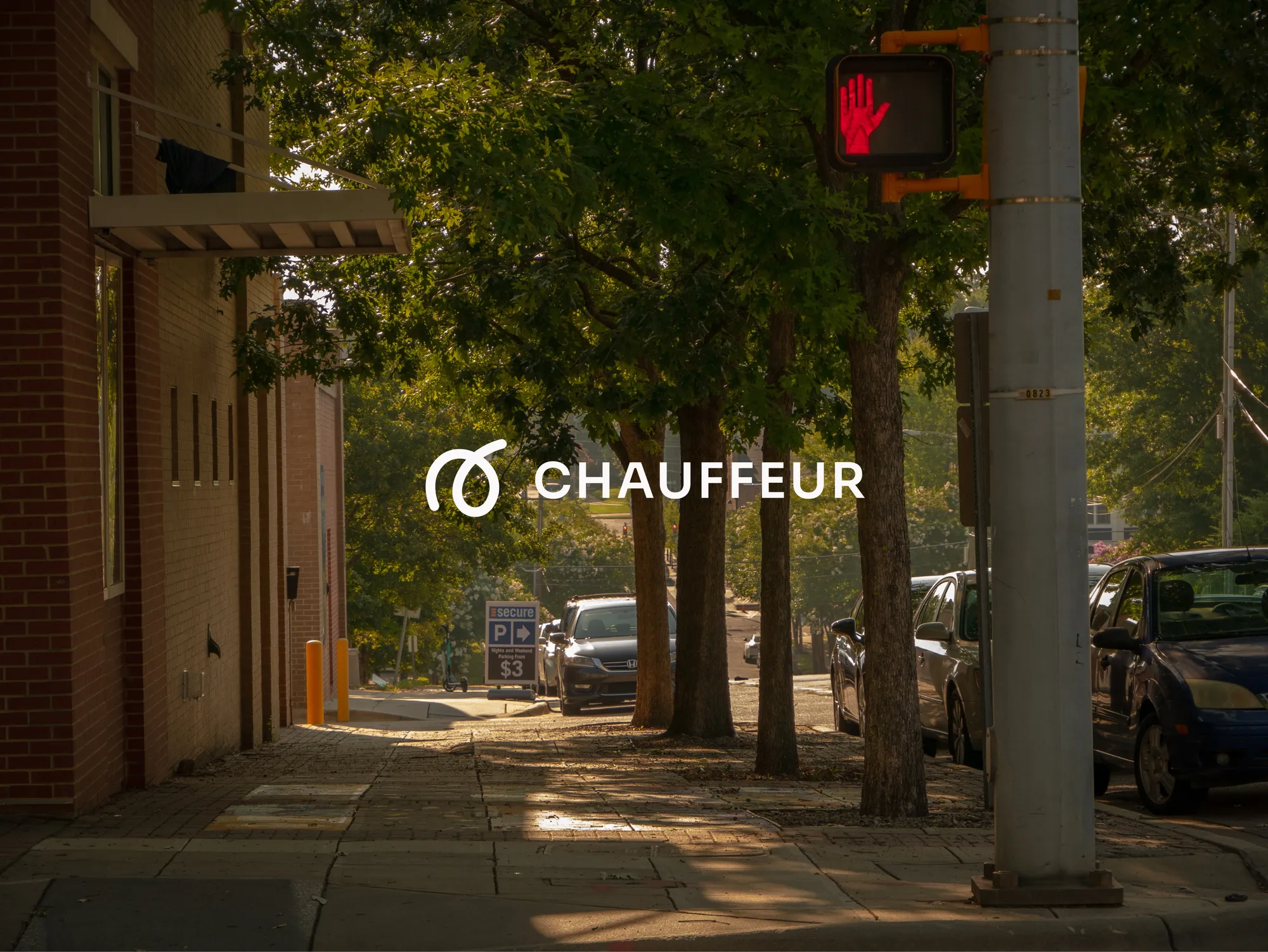 Chauffeur brand on a city street