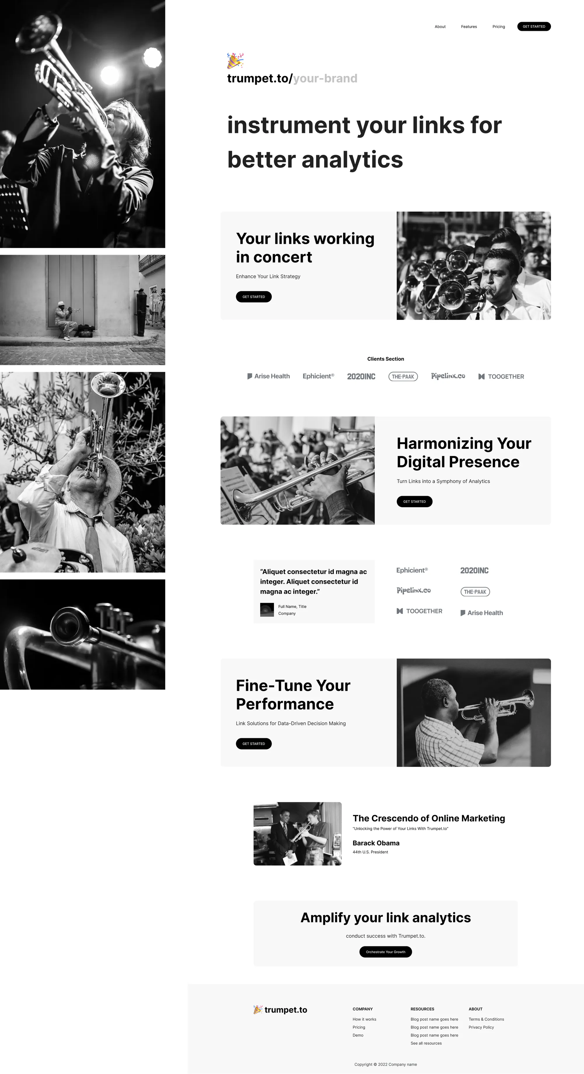 Trumpet.to landing page